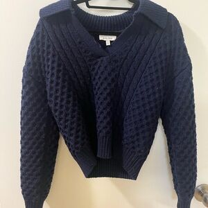Navy Blue Cable Knit Sweater
